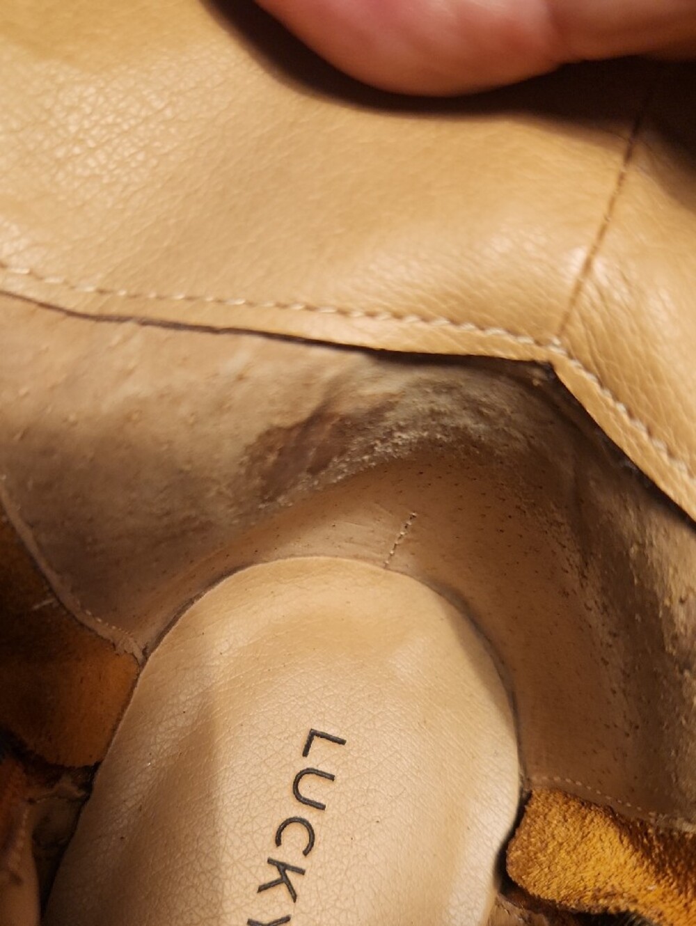 Suede Perforated Ankle Bootie By Lucky Brand Size 7.5 Womens- Tan - Picture 5 of 7